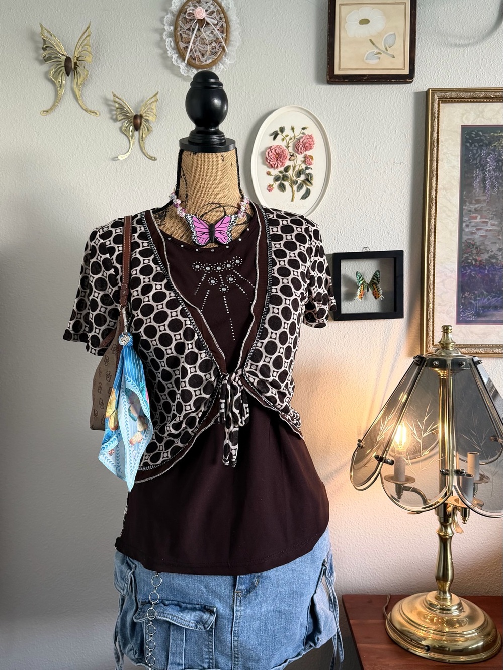 Vintage Y2k Whimsigoth Mesh Top 🔮🐆🧚🏽‍♂️